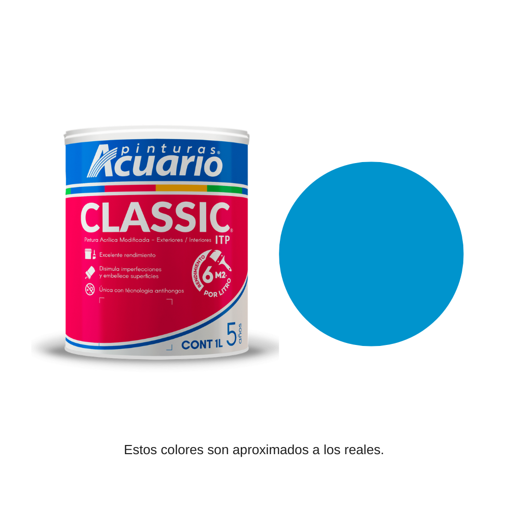 Pintura Classic Color Azul Medio Acuario 1 Lt Va41110