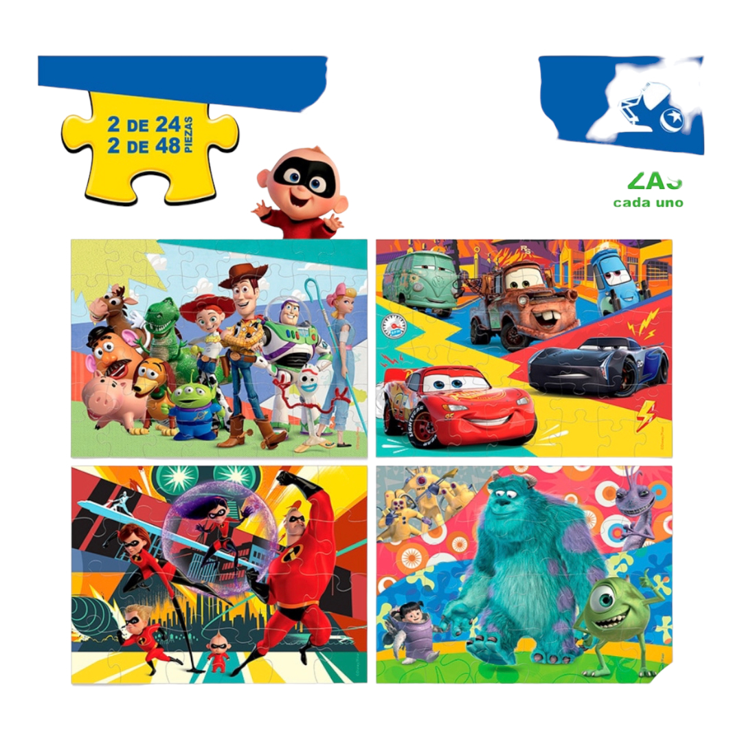 Rompecabezas 4 En 1 Pixar Novelty Toy Story, Cars, Monster