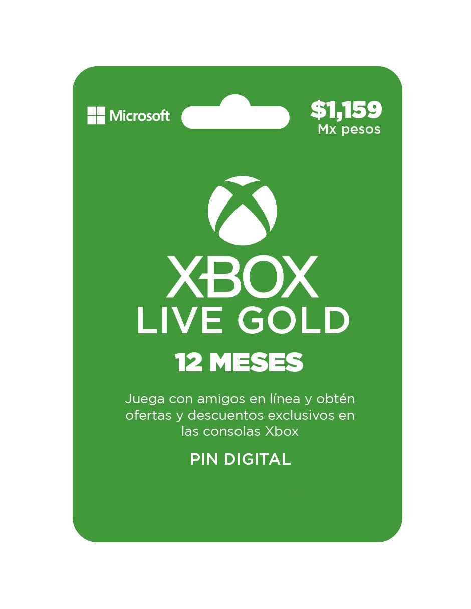 XBOX Live 12 meses, tarjeta prepago, Pin Digital