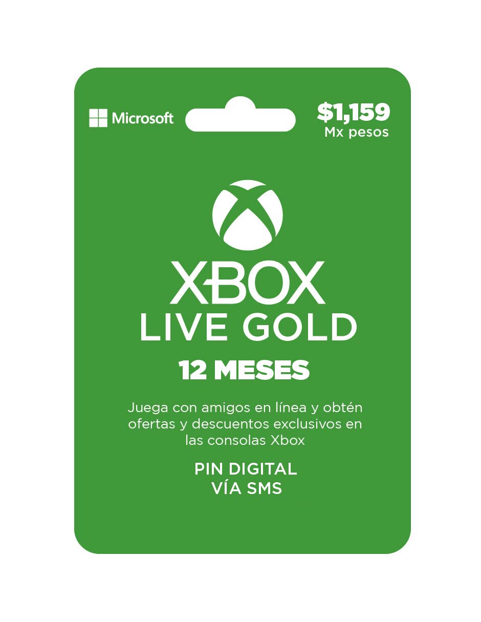 XBOX Live 12 meses, tarjeta prepago, Pin Digital