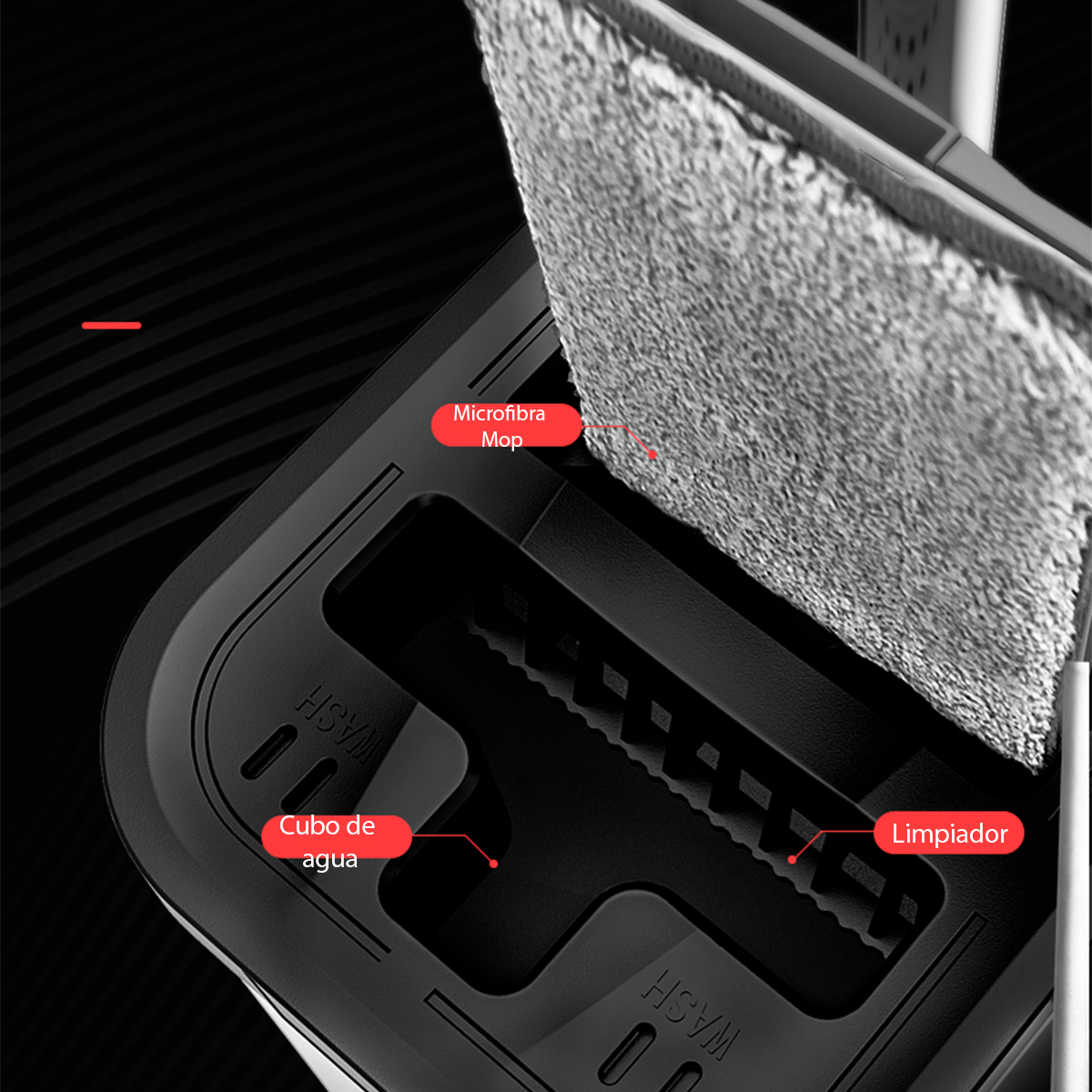 Cubeta cubo rosa para trapear con exprimidor con 2 almohadillas mop plano para limpieza de todo tipo de pisos