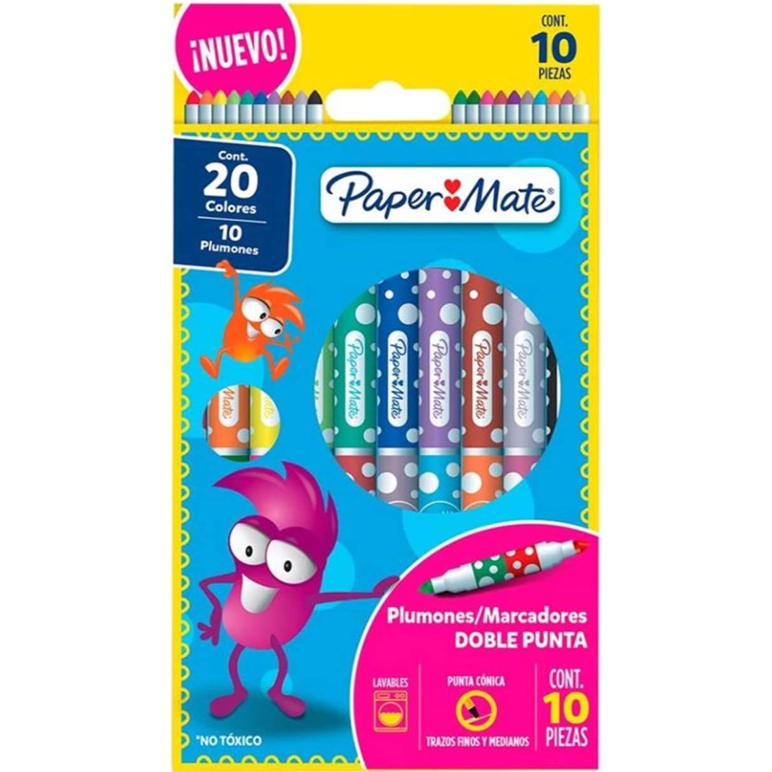 Plumones Paper Mate Doble Punta Cónica