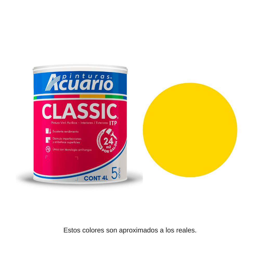 Pintura Classic Color Amarillo Limón Acuario 4lt Va42340