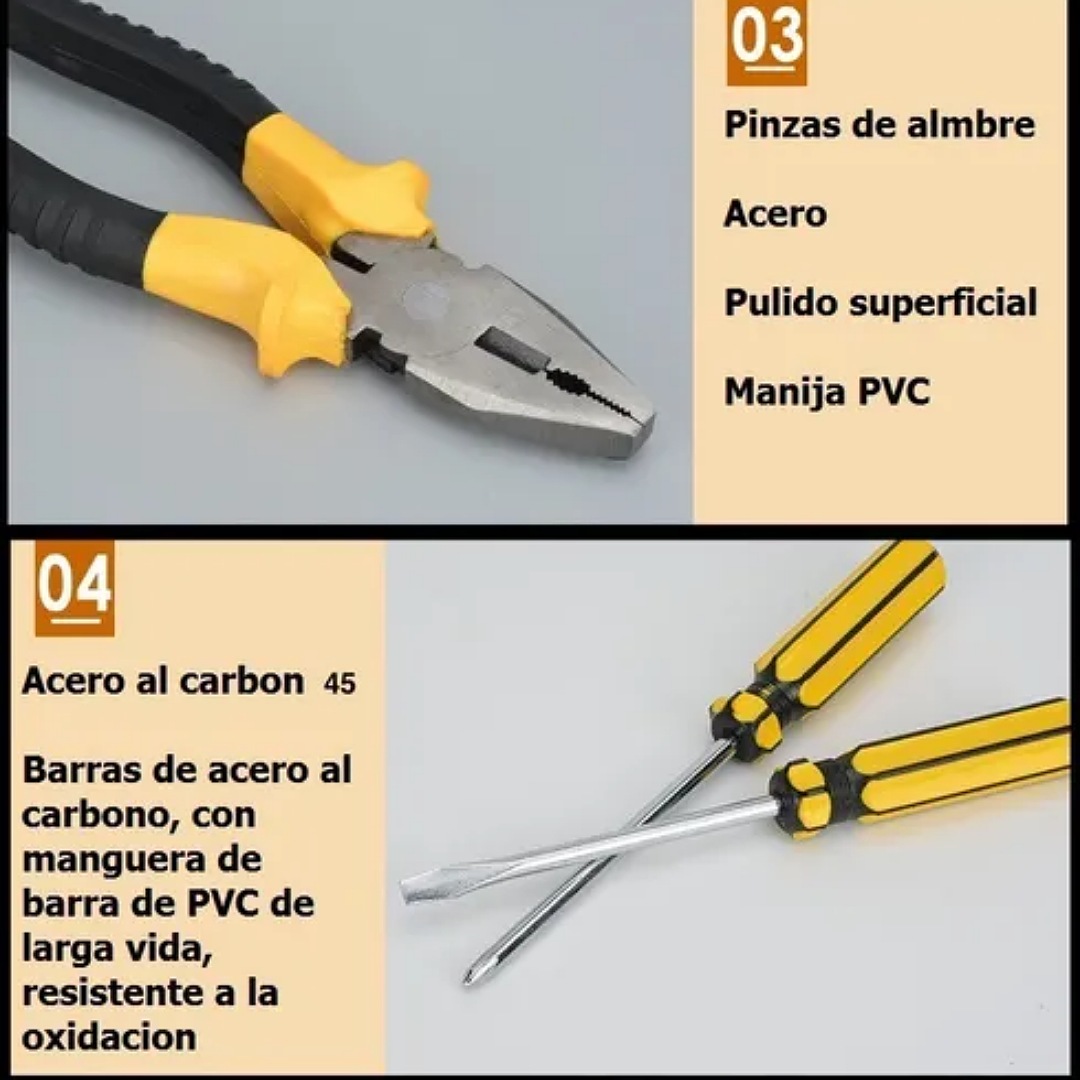 Juego De Herramientas 9 Pzs C/pinza Martillo Destornillador