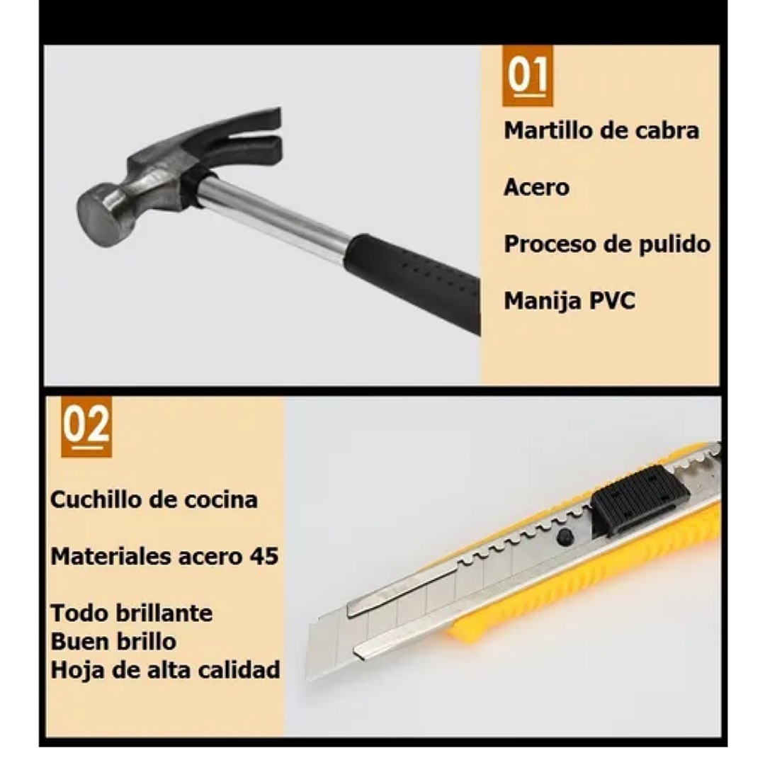 Juego De Herramientas 9 Pzs C/pinza Martillo Destornillador