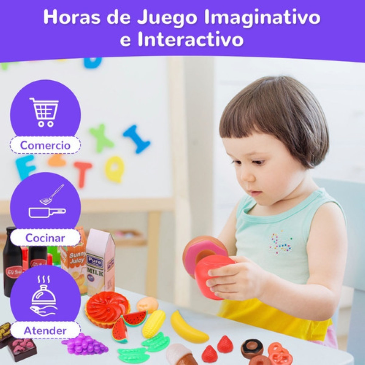 Kit De Juguetes De Cocina De Niños Para Cortar Frutas 120 Pz