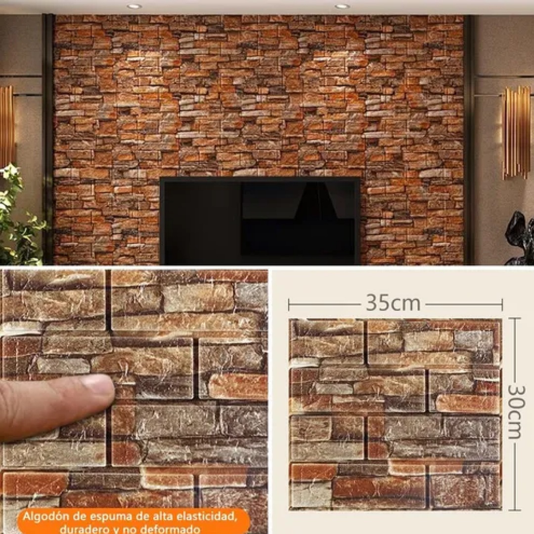 3d Pegatina Pared Patron Ladrillo Espuma Papel Tapiz 35 30cm