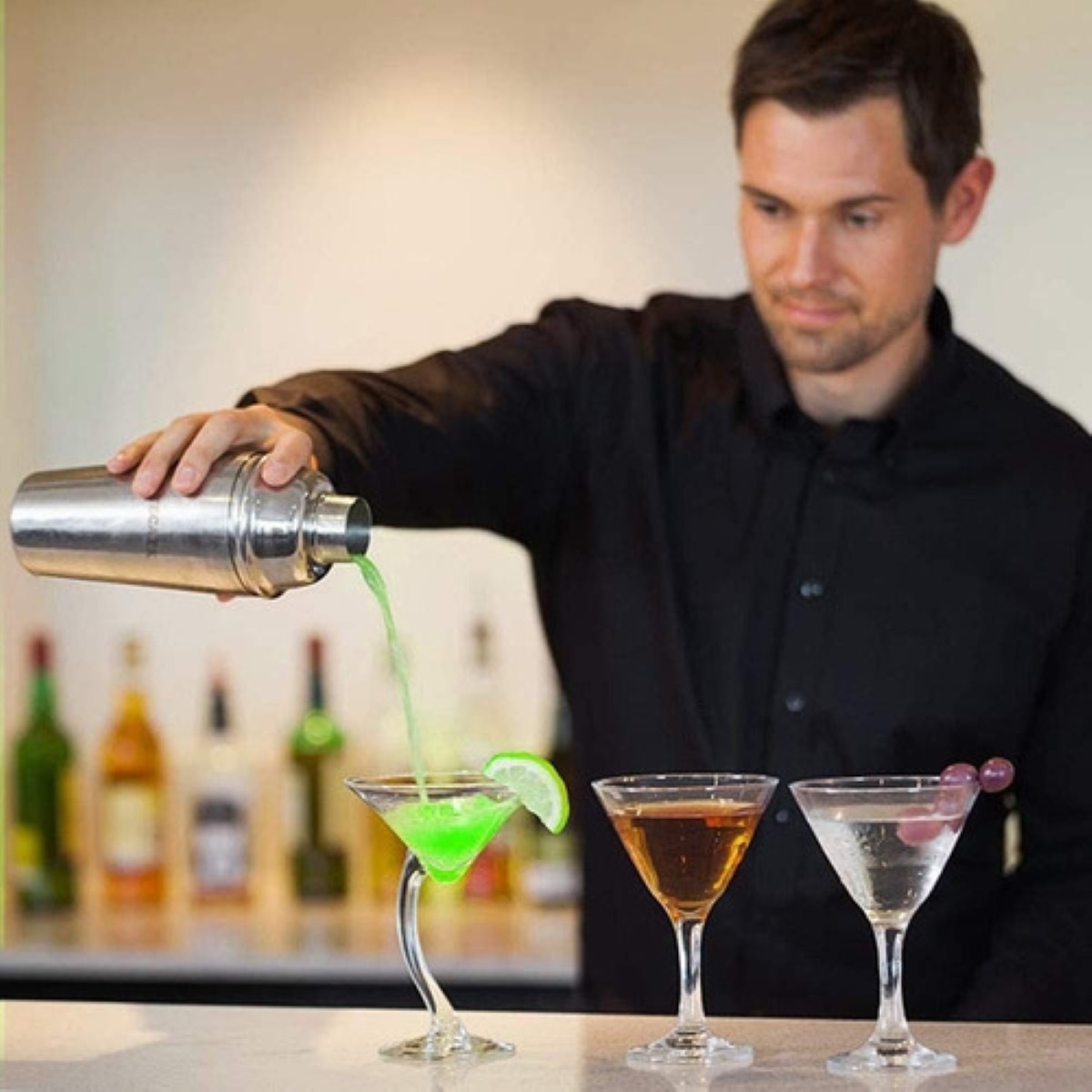 Juego De Coctelera De 750 ml Y Utensilios De Bar Con Charola