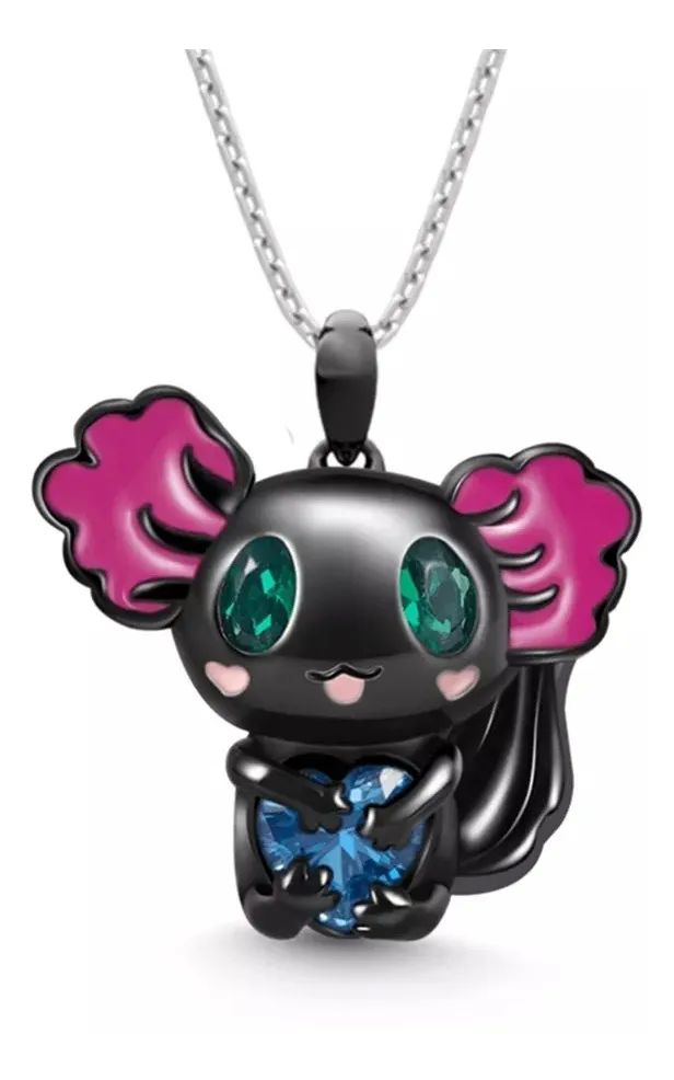 Collar ajolote axolote en color blanco y negro joyería de dama regalo navidad amor 