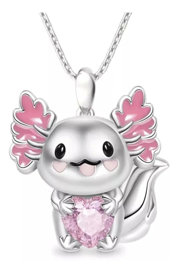 Collar ajolote axolote en color blanco y negro joyería de dama regalo navidad amor 