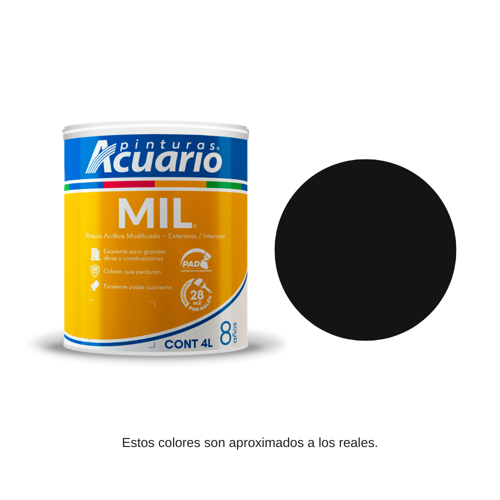 Pintura Acuario Cover Mil Color Negro 4lt V105840