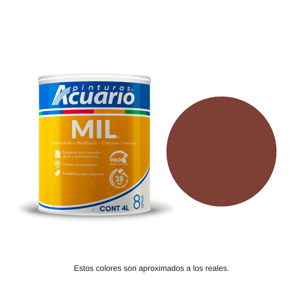 Pintura Acuario Cover Mil Color Rojo Óxido 4lt V105240