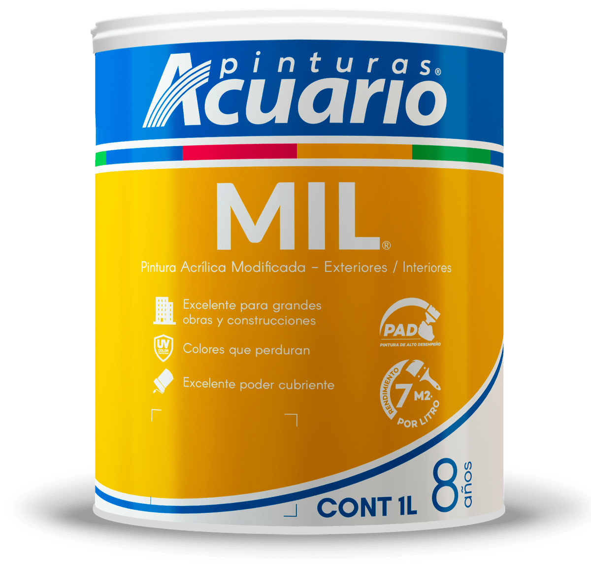 Pintura Acuario Cover Mil Color Amarillo Limón 1lt V102310