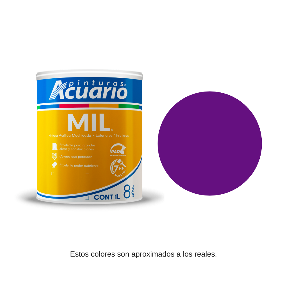 Pintura Acuario Cover Mil Color Violeta 1lt V105510