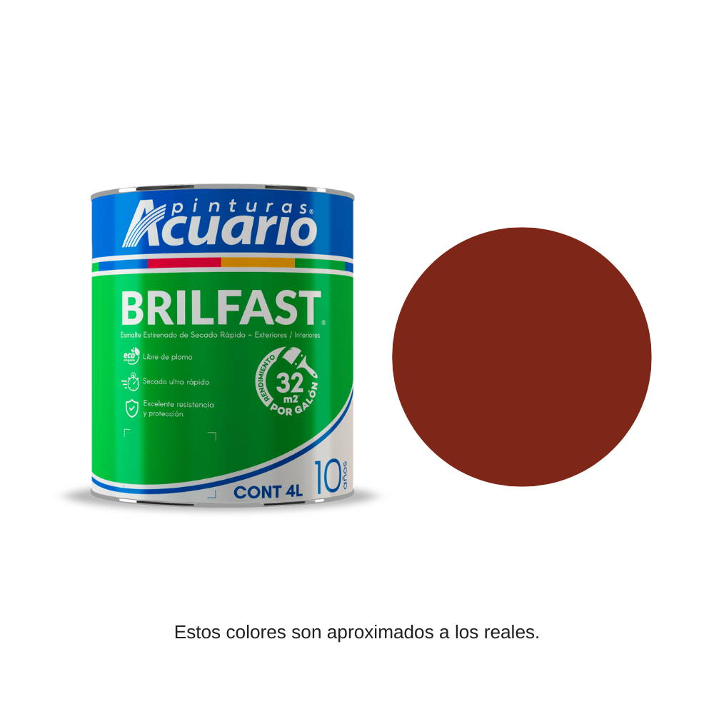 Pintura Esmalte Bril Fast Rojo Óxido 4lt Acuario Eb60440