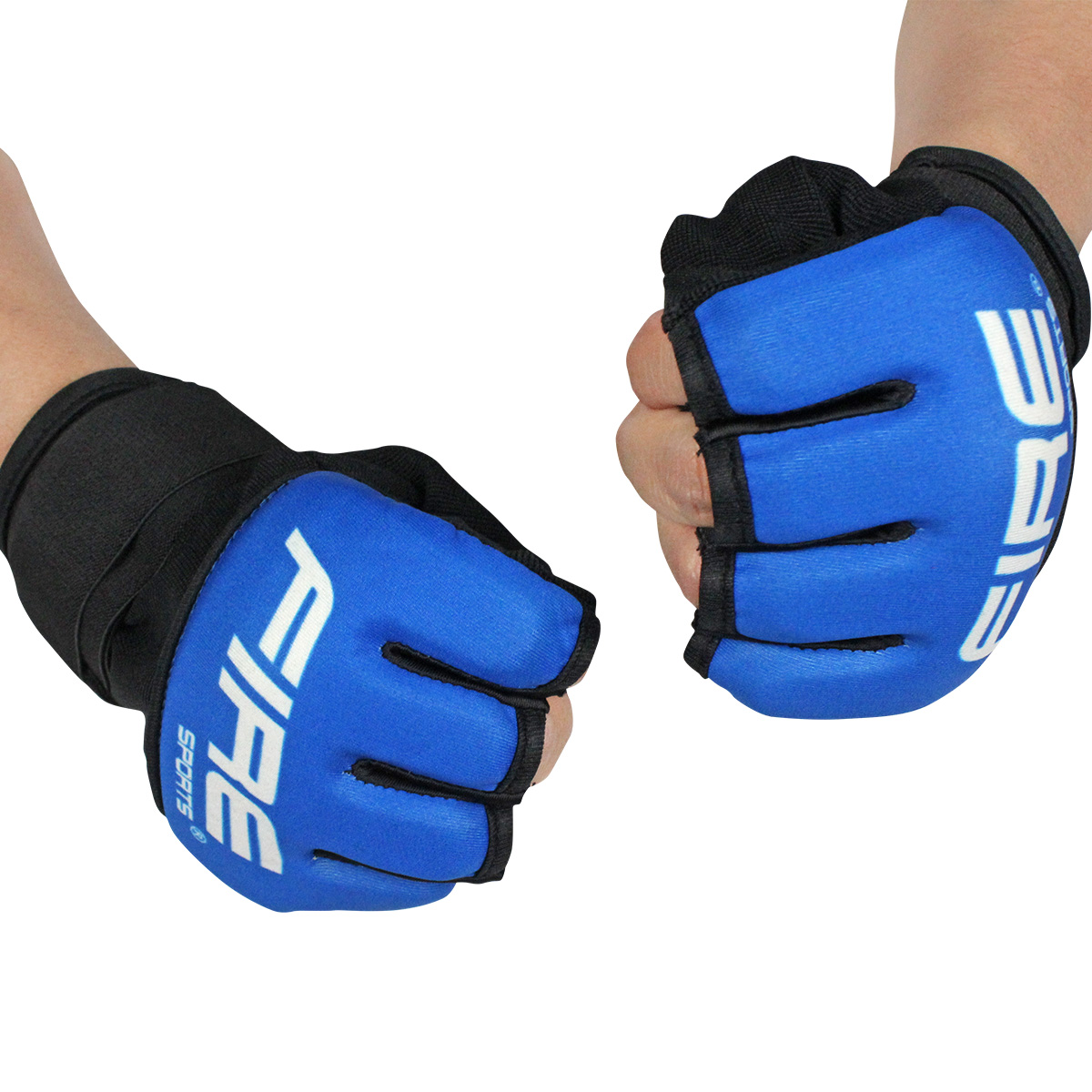 Guantes de Gel con vendaje Fire Sports para box y artes marciales Azul