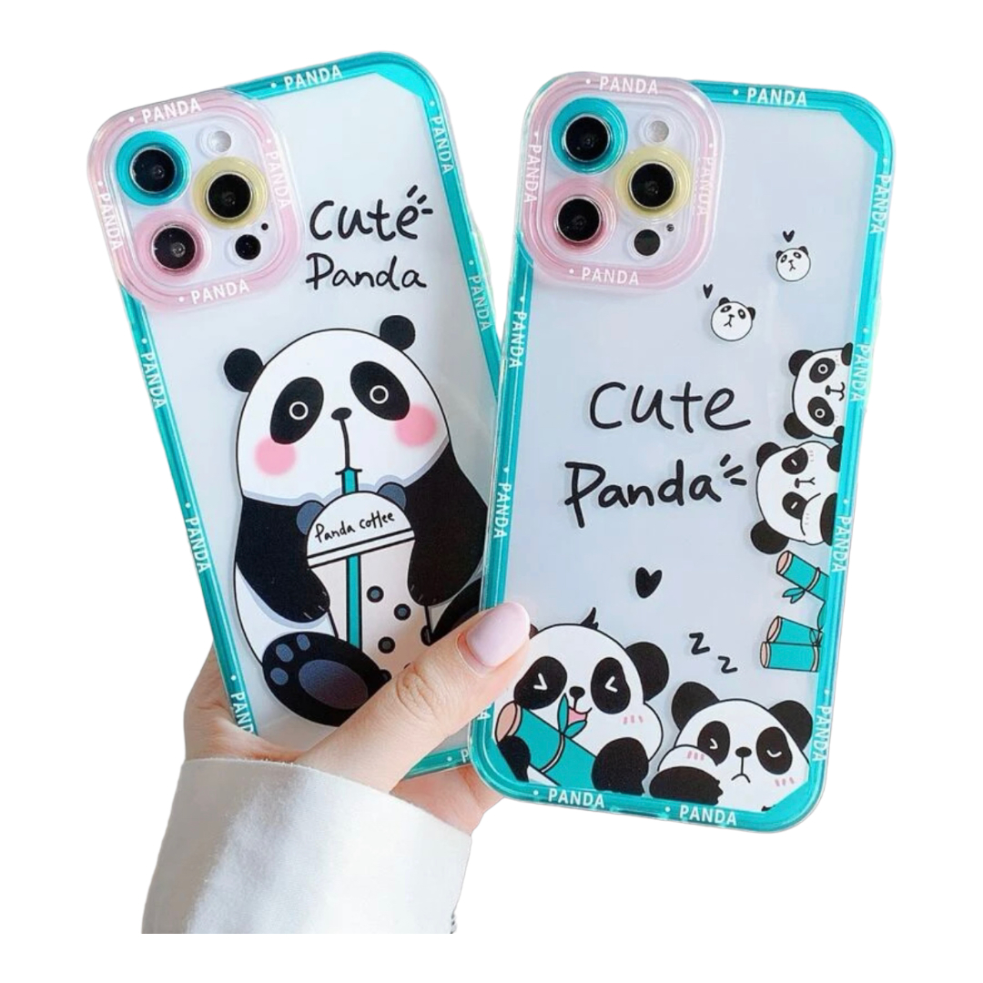2 Fundas Case Carcasa Celular Transparente Diseño Pandas.