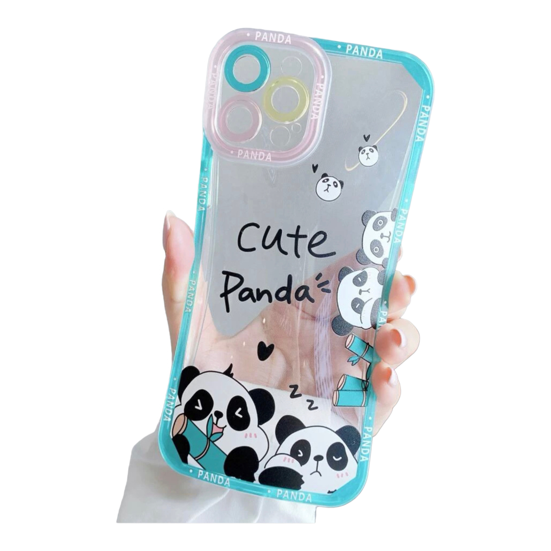 2 Fundas Case Carcasa Celular Transparente Diseño Pandas.