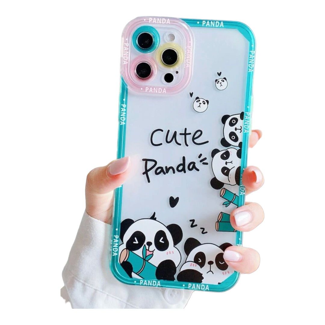 2 Fundas Case Carcasa Celular Transparente Diseño Pandas.