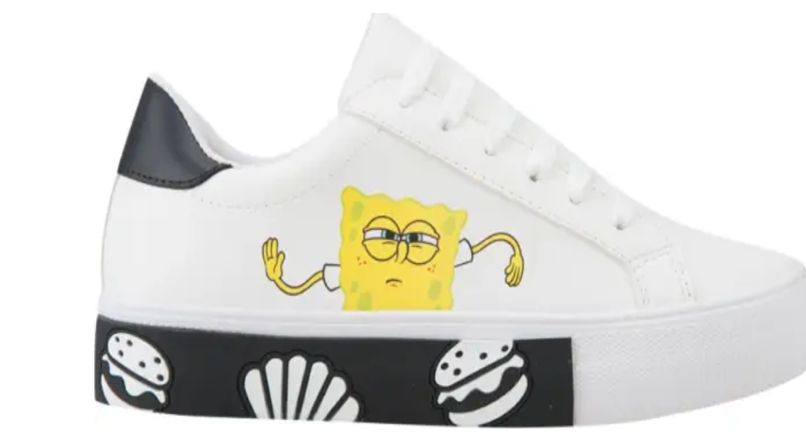 Tenis Bob Esponja Blancos Con Negro Casual Antiderrapante