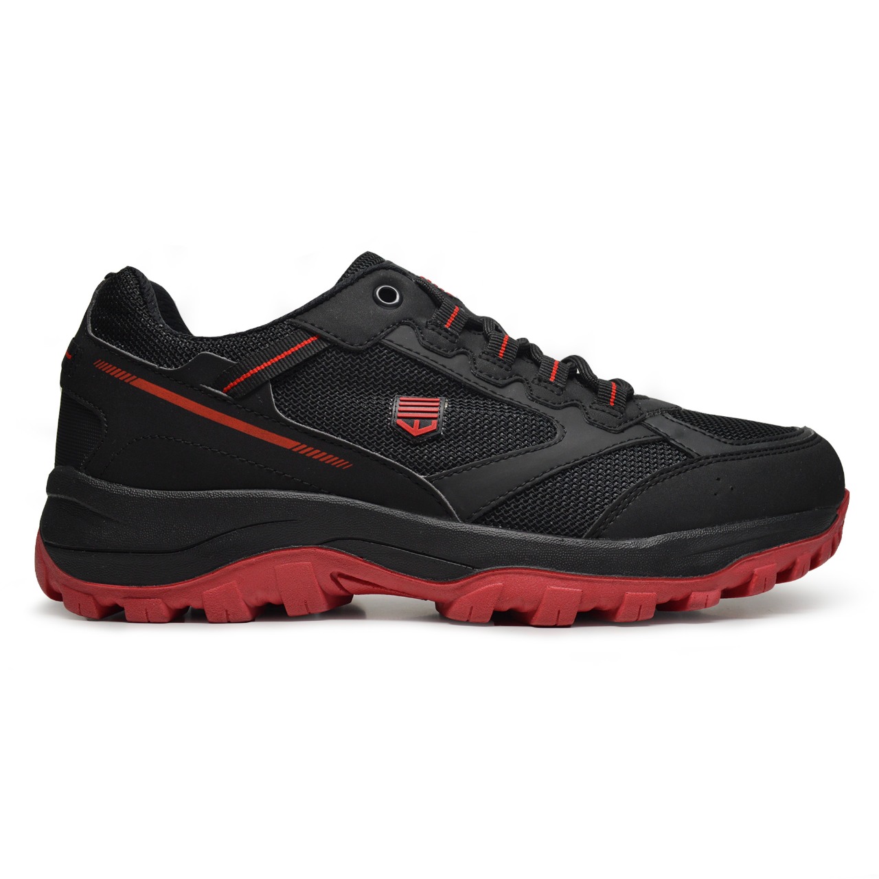 Tenis de Hombre Tipo Hiking Montaña Mod. Expedition Negro Rojo