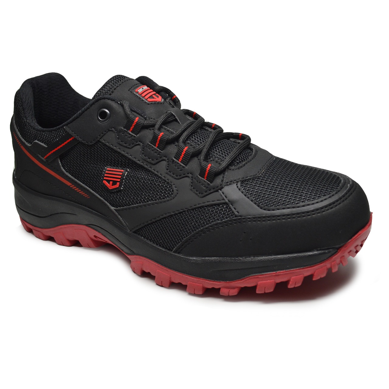 Tenis de Hombre Tipo Hiking Montaña Mod. Expedition Negro Rojo