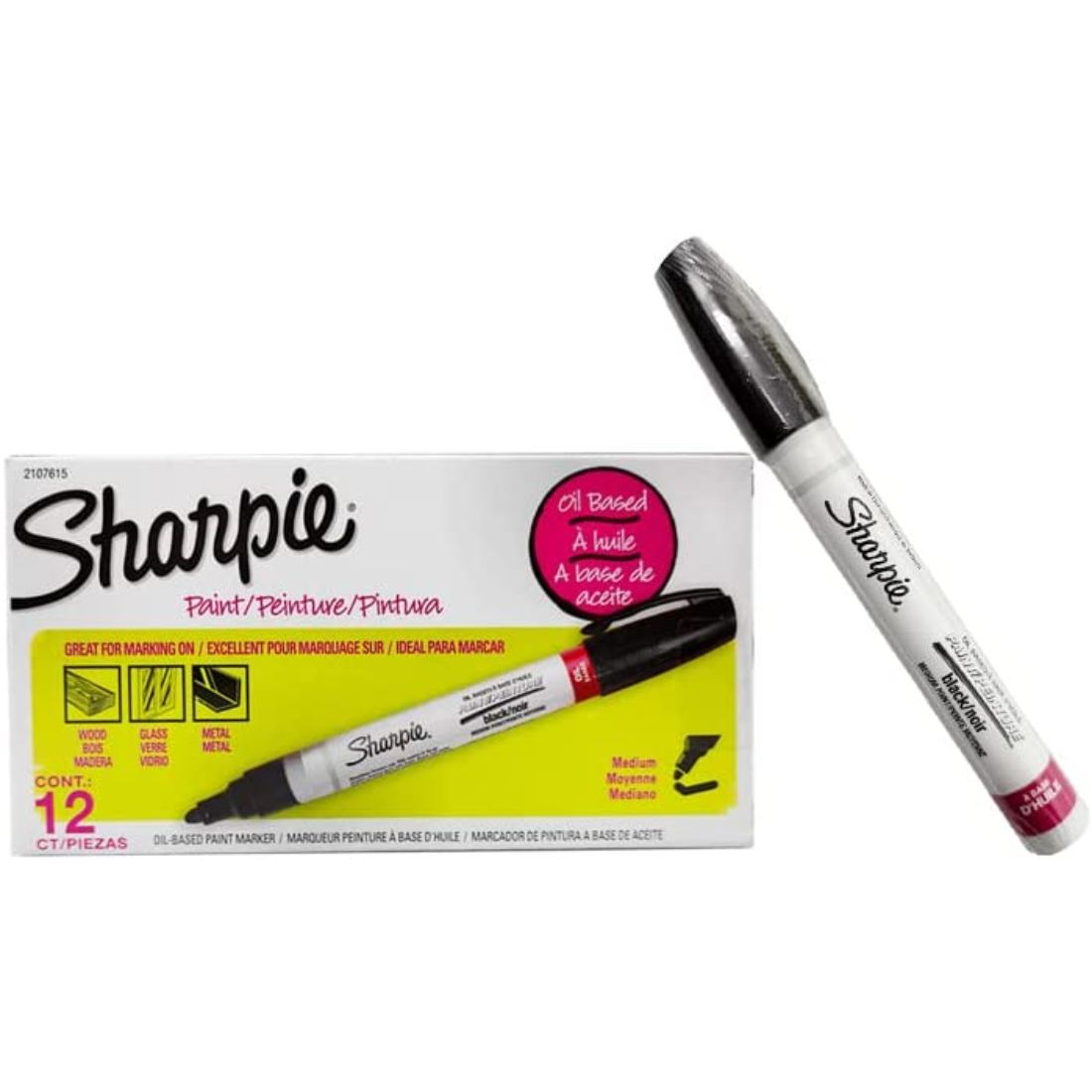 Sharpie Marcador de pintura a base de aceite, punta media, tinta negra