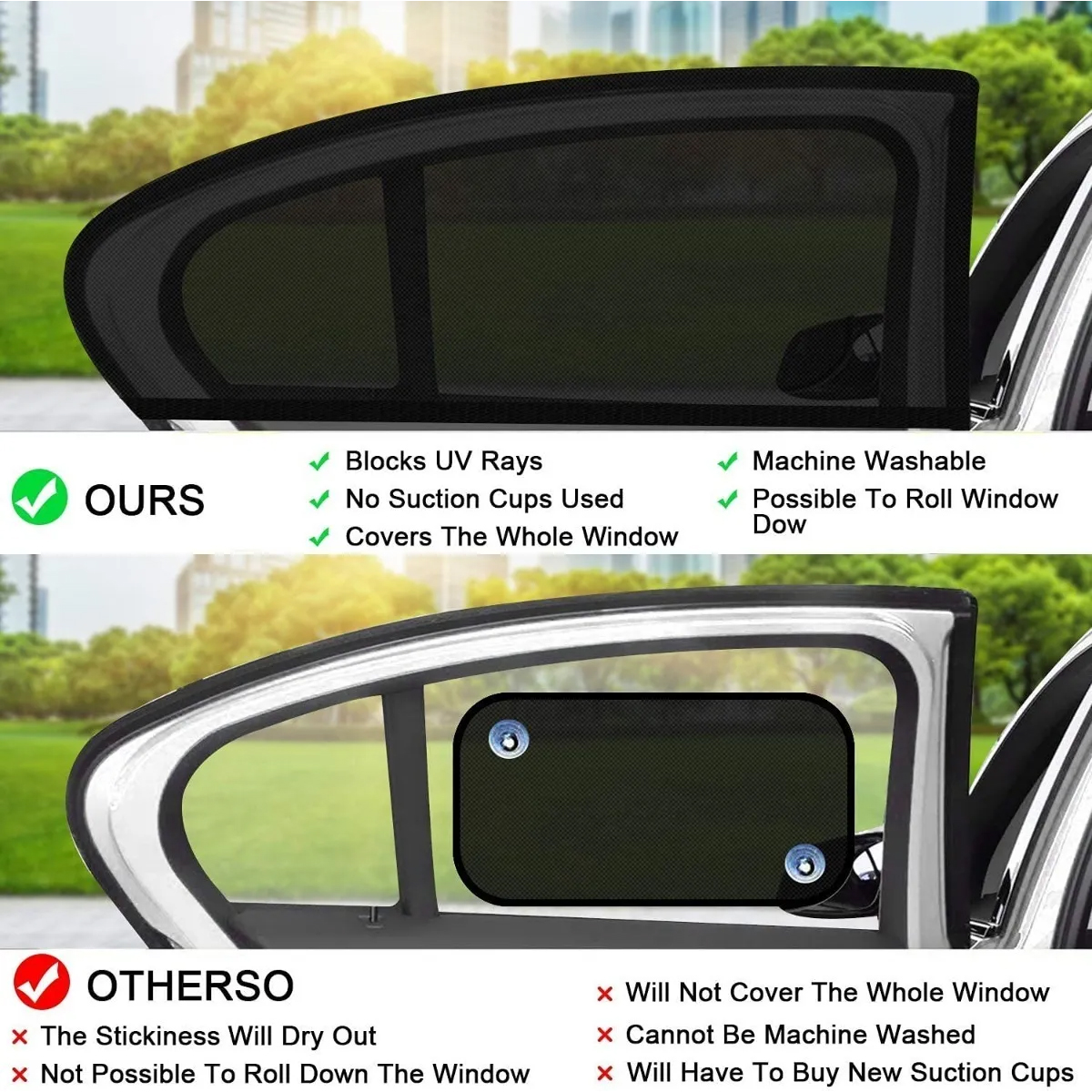 Parasol De Coche, Trasera Cubresol Ventana De Coche 2 Pack