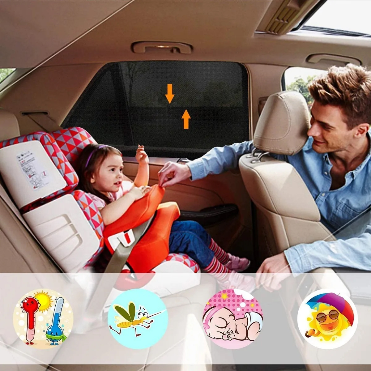 Parasol De Coche, Trasera Cubresol Ventana De Coche 2 Pack