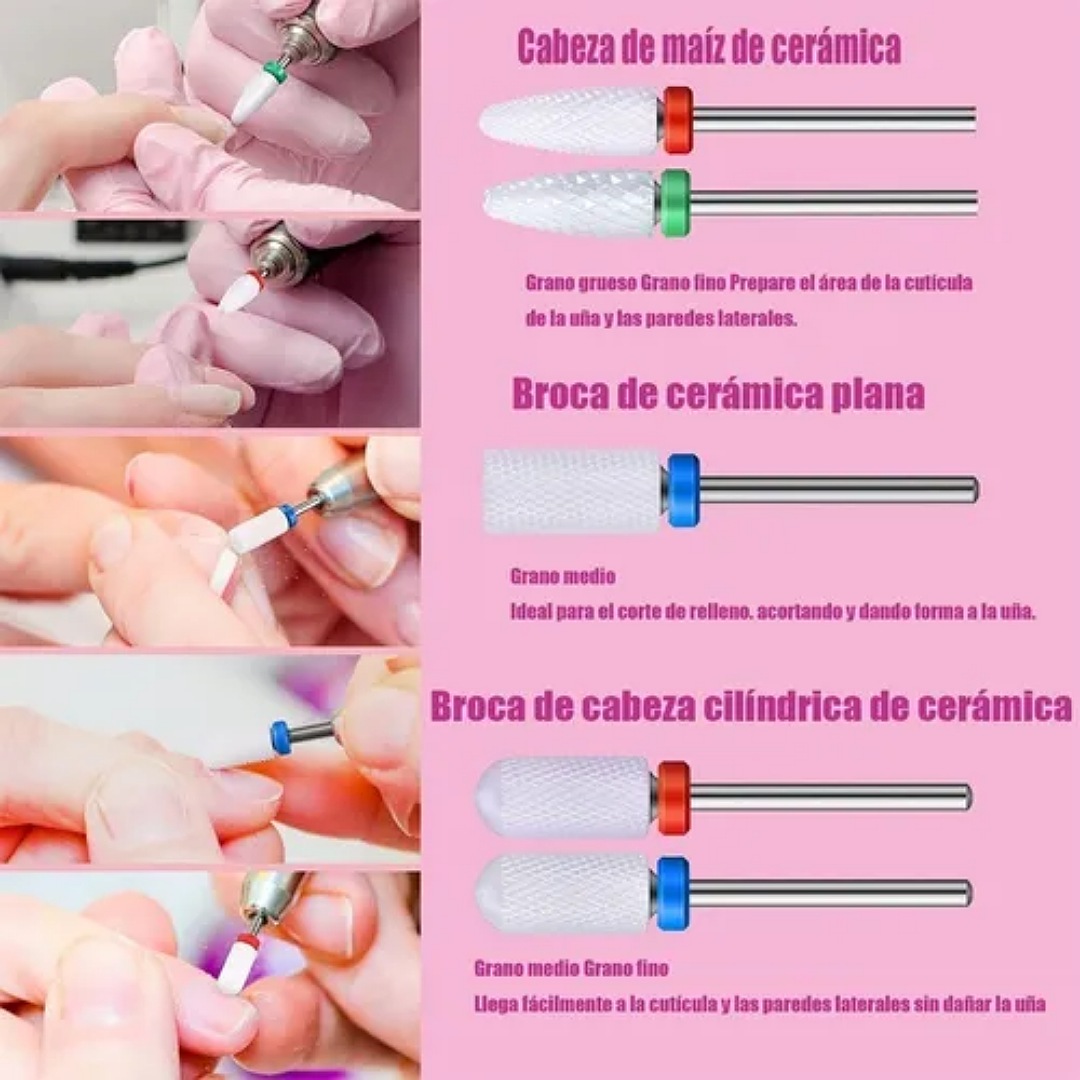 30 Pcs Cerámica Esmeril Juego Uñas Molienda Brocas.
