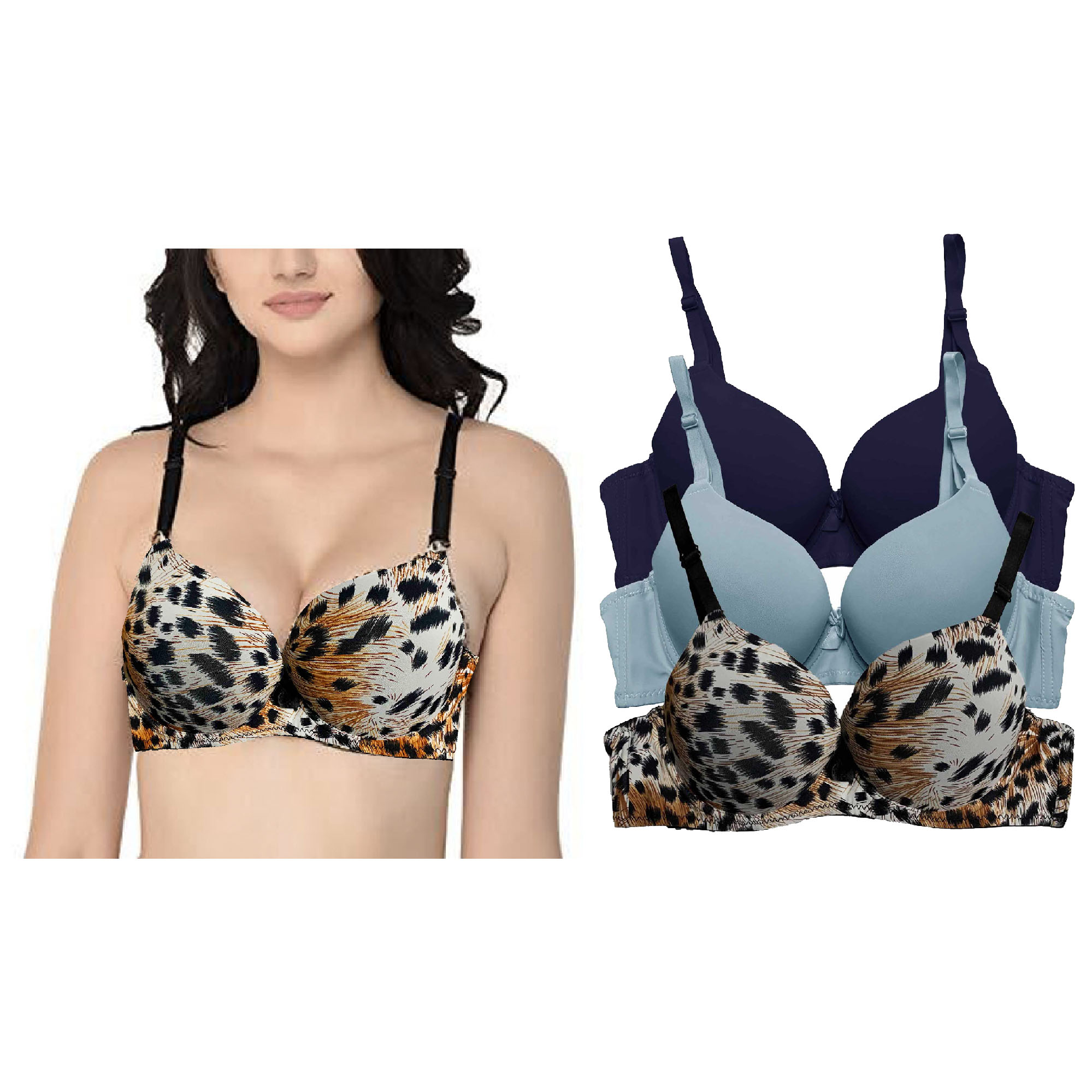 Paquete de 3 Brasier Doble Push Up Tatys Fashion Aumenta Hasta 2 Tallas