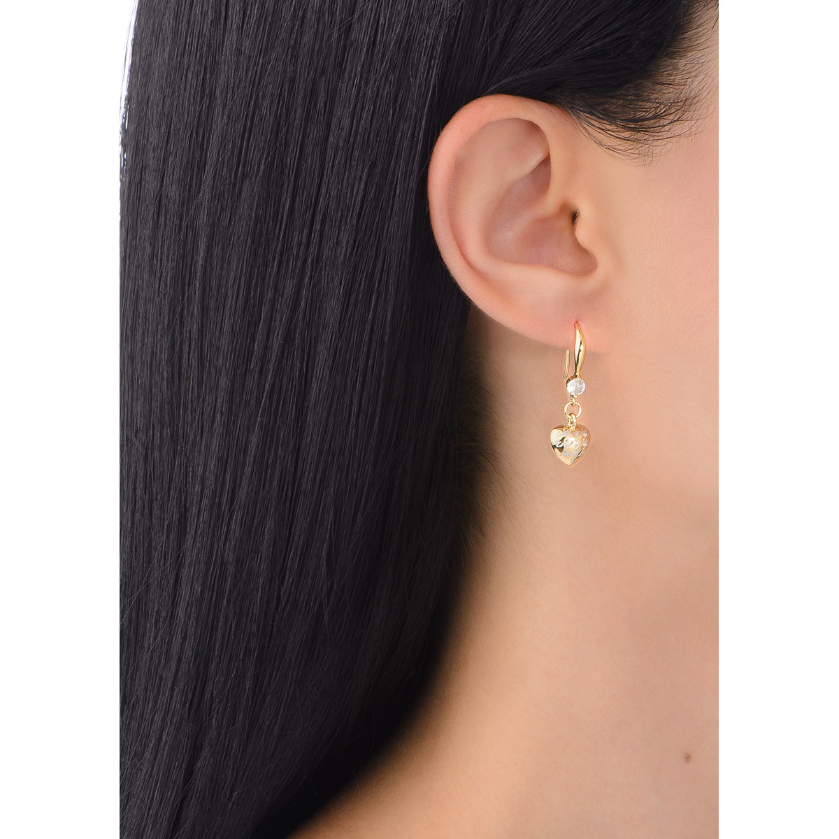 ARETES NICE 4 BAÑOS DE ORO DE 18K COLGANTE CORAZON