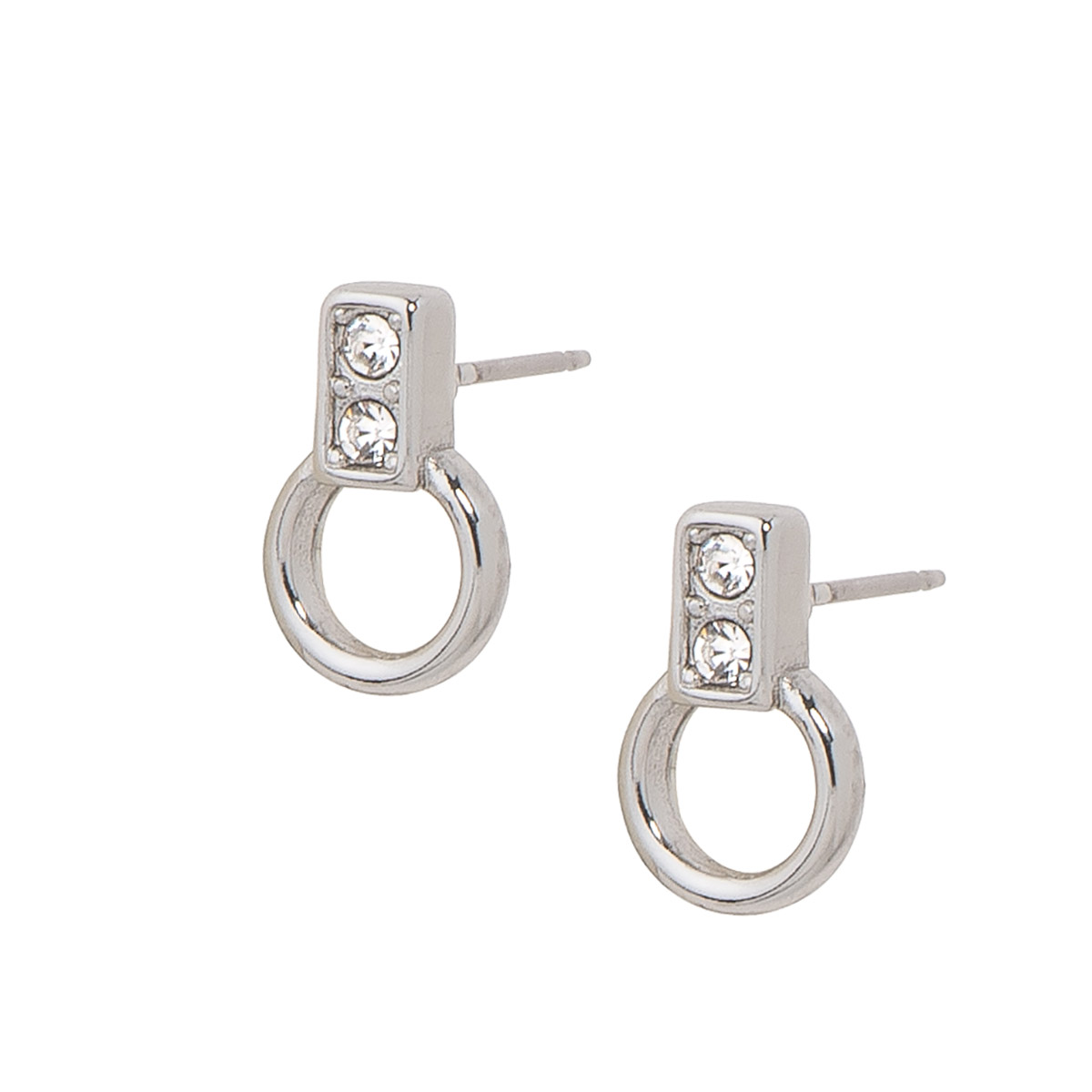 ARETES NICE CON BAÑO DE PLATINO Y PIEDRAS COLOR CRISTAL