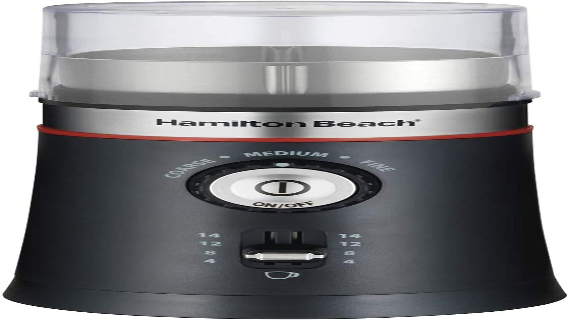 Hamilton Beach 80393 Molino de Café, Manos Libres, con Configuraciones de Tipo de Molido, Negro