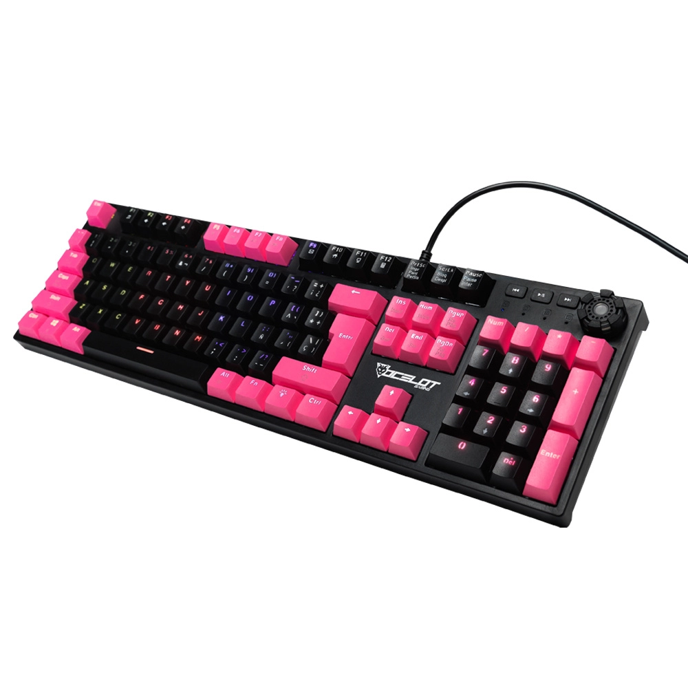 Teclado Mecánico Ocelot Ogmk04 Rosa Con Negro