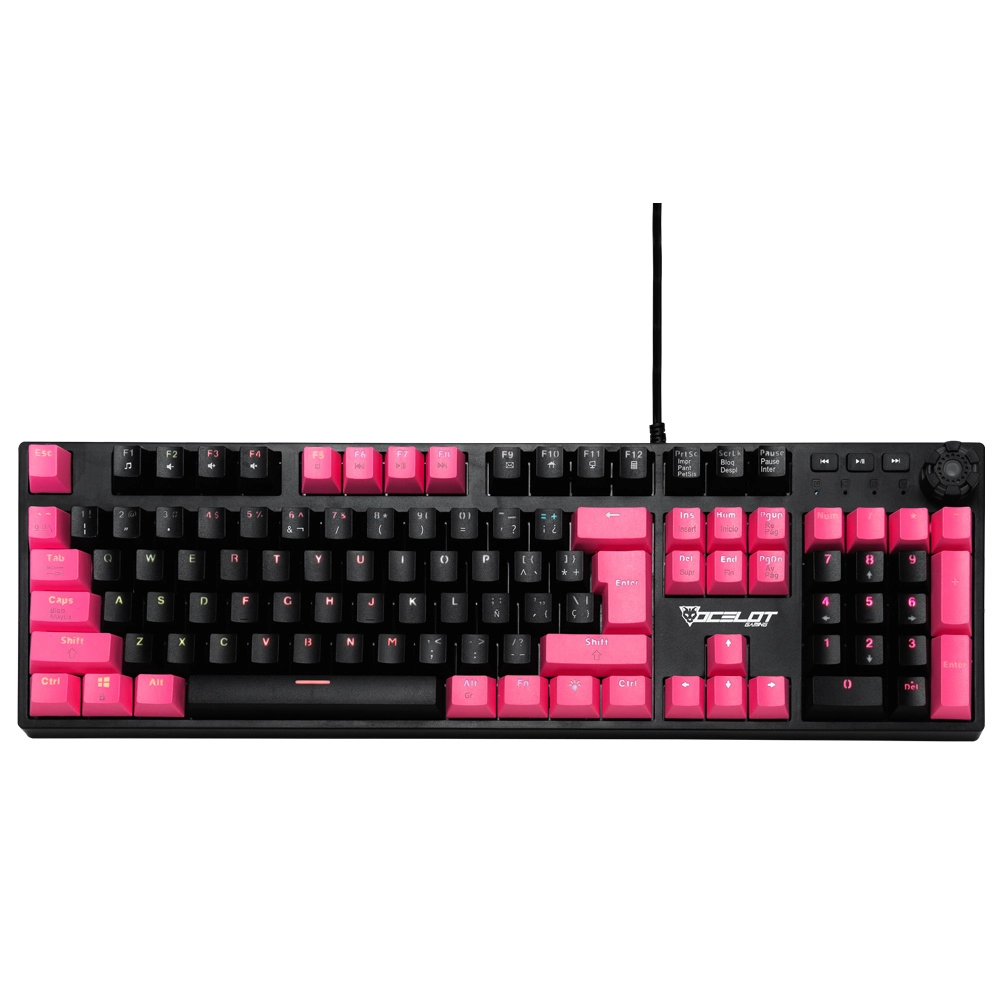Teclado Mecánico Ocelot Ogmk04 Rosa Con Negro