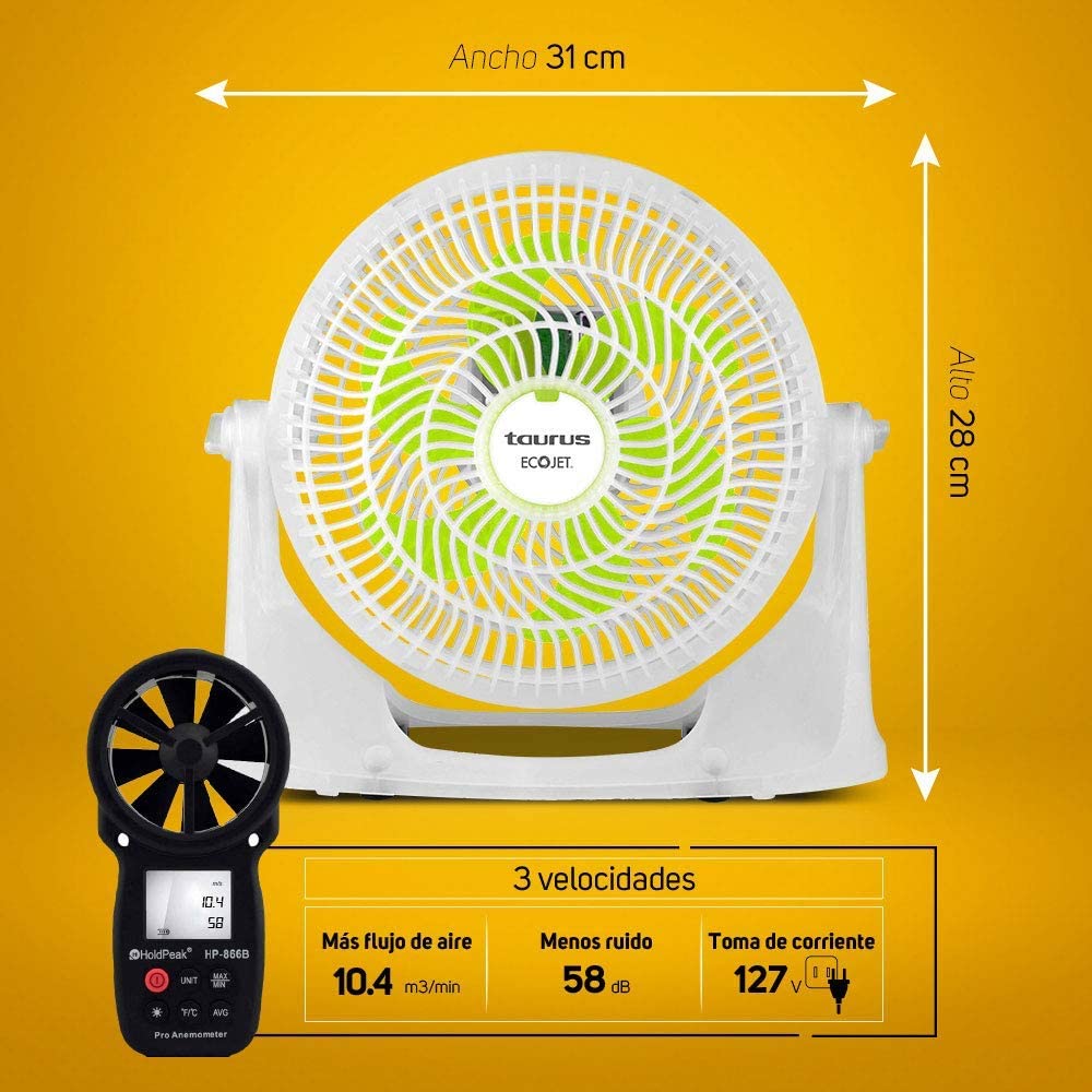 Ventilador de Escritorio Taurus 10 Pulgadas 3 Velocidades TYPHOON-NEON