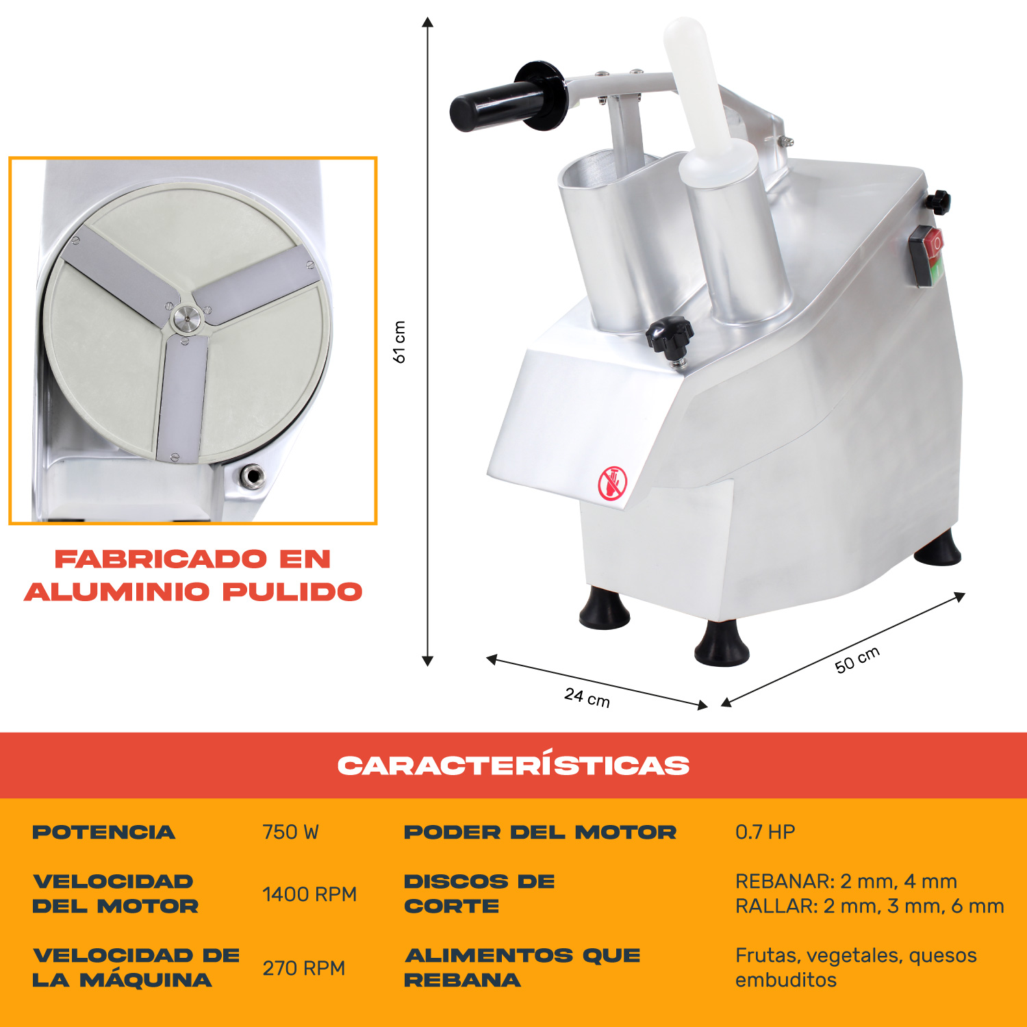 Procesador Rebanador De Alimentos Industrial 550w