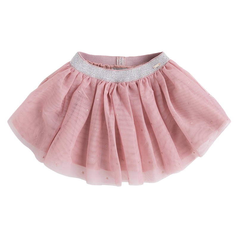 Conjunto camiseta con cuello semicisne y falda corta en tul marca Mayoral para niña