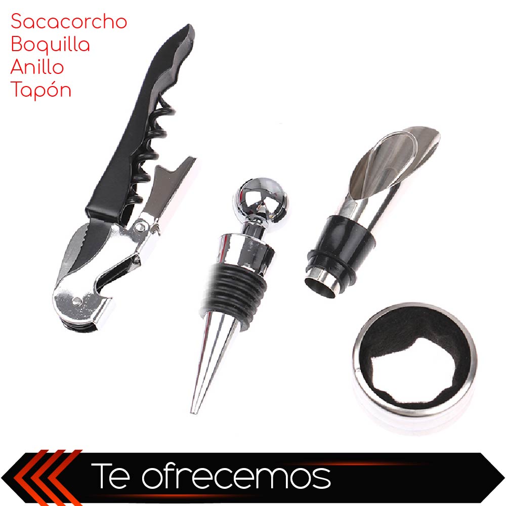 Set de Vino CHIC FANTASY Juego de 4 piezas Accesorios para vino Set de Bar