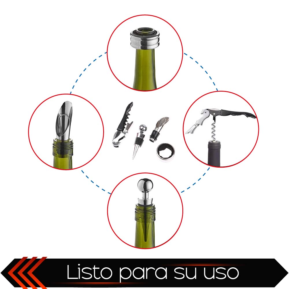 Set de Vino CHIC FANTASY Juego de 4 piezas Accesorios para vino Set de Bar