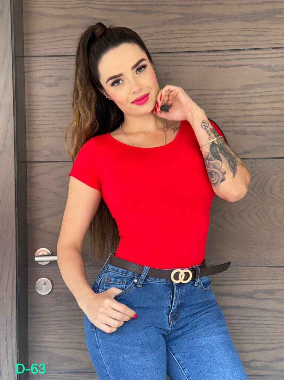 Blusa Lycra Dama Cuello Redondo Manga Corta Básica Unitalla