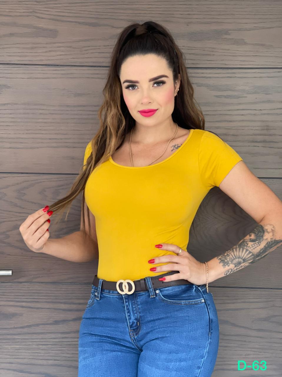 Blusa Lycra Dama Cuello Redondo Manga Corta Básica Unitalla