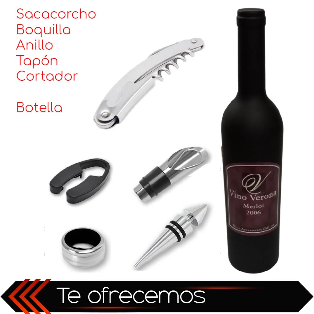 Set de Vino CHIC FANTASY Juego de 4 piezas Accesorios para vino empaque de Botella Set de Bar