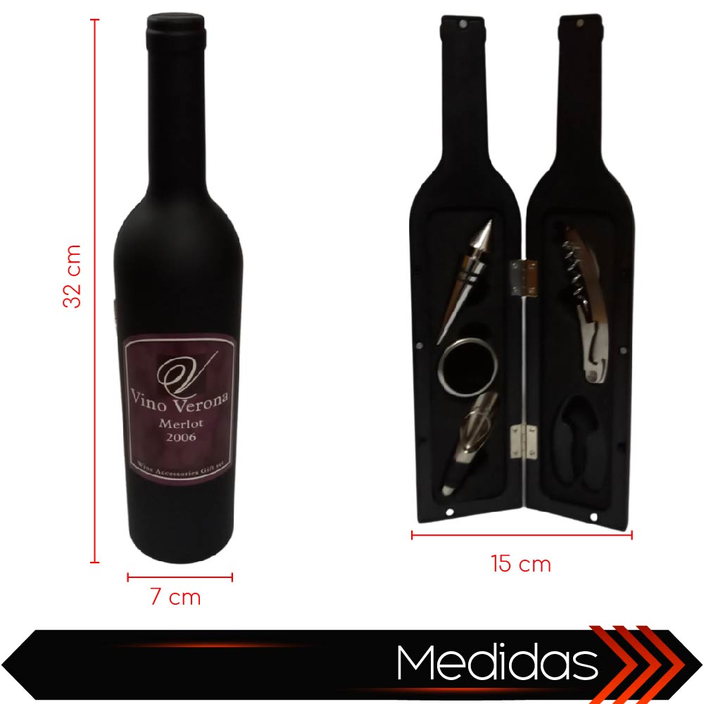 Set de Vino CHIC FANTASY Juego de 4 piezas Accesorios para vino empaque de Botella Set de Bar