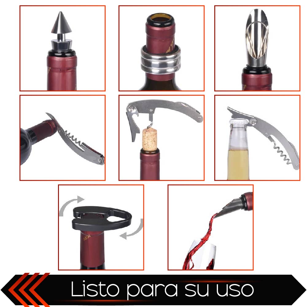 Set de Vino CHIC FANTASY Juego de 4 piezas Accesorios para vino empaque de Botella Set de Bar