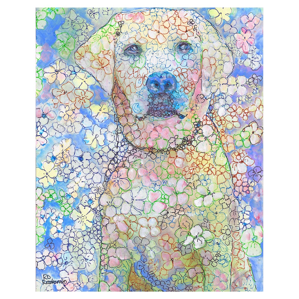 Cuadros Decorativos - Perro labrador blanco en flor de Randy Riccobonis