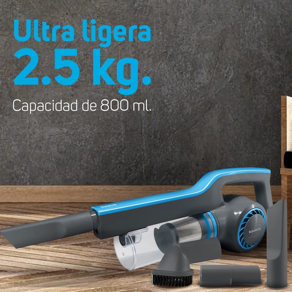 Taurus Liberty Aspiradora Vertical Ciclónica 3 en 1- Aspiradora de Mano Ligera -Cable 6 Metros- 800 ml de Capacidad- 3 Sistemas de Filtrado, HEPA- Accesorios incluidos - Funcional y Versátil