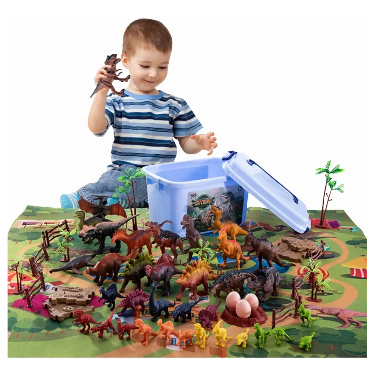  Juguete Dinosaurio Para Niños Con Mapa Y Árbol, 88 Pzas.