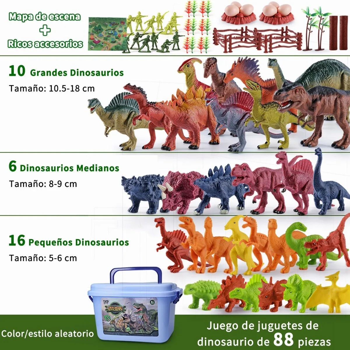  Juguete Dinosaurio Para Niños Con Mapa Y Árbol, 88 Pzas.